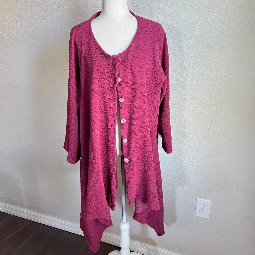 Bryn Walker Lagenlook Asymmetrical Hem Cardigan Women's L Tunic Sweater Top